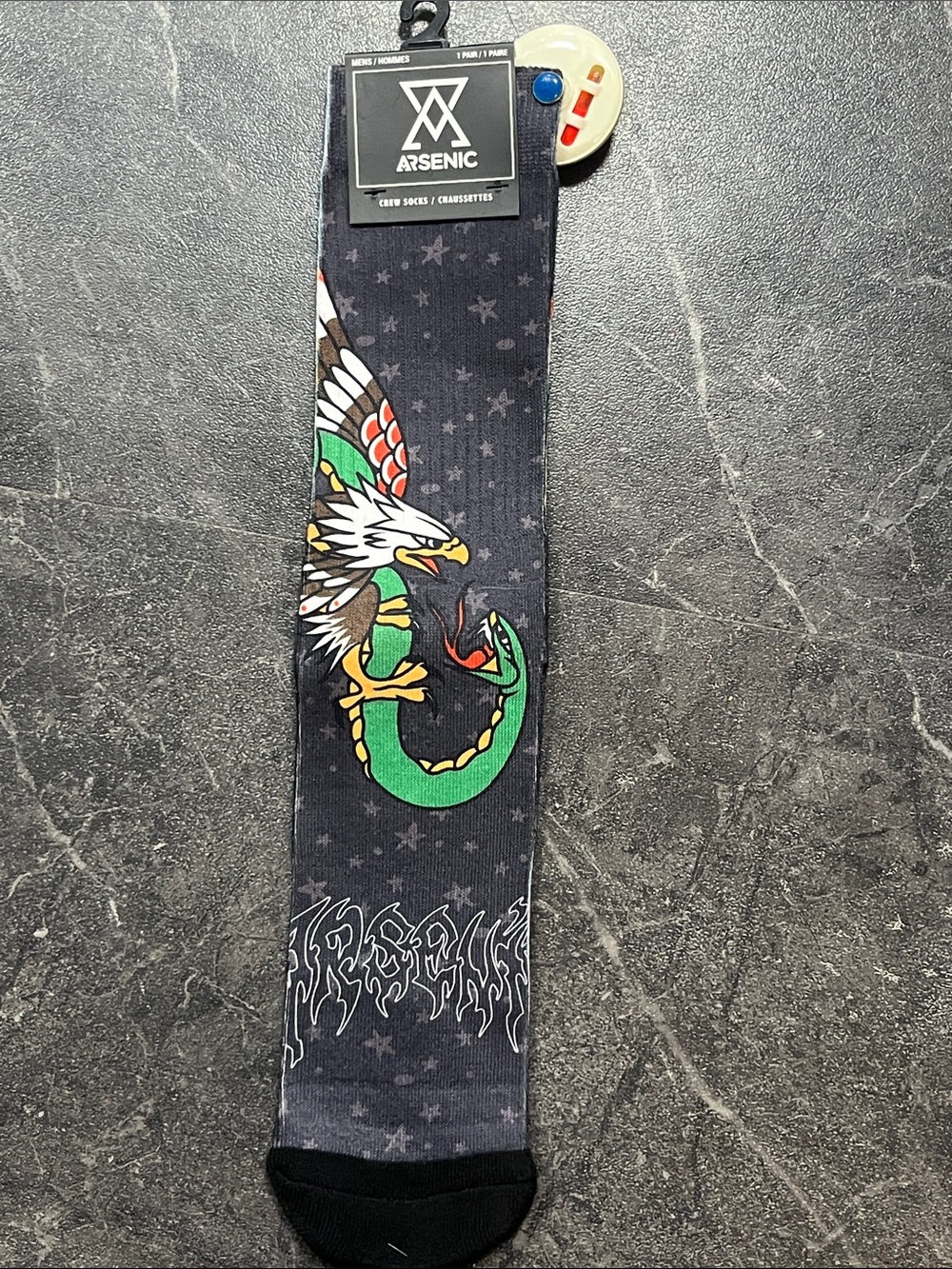 Men’s Black Graphic Dress Socks with Eagle & Snake Motif
